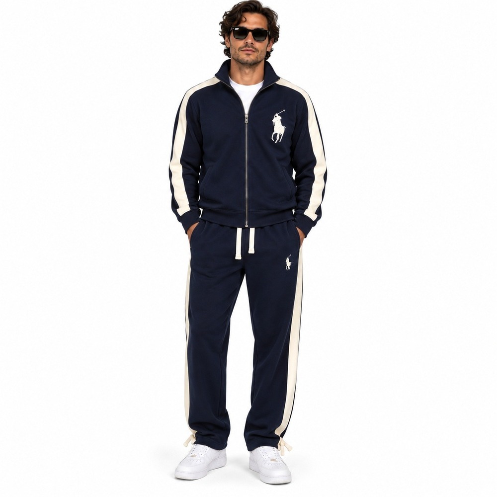 Vintage Polo Ralph Lauren Big Pony Pique Track Suit Set Jacket L Pants M Y2K
